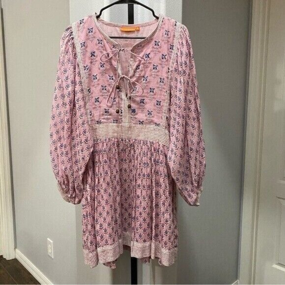 Oliphant Dresses & Skirts - Oliphant Floral Mini Dress Long Sleeve Peasant Boho Bohemian Pink Size Small